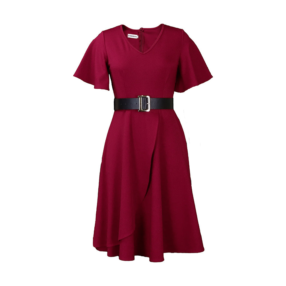 Women Plus Sizes Dresses with Belt-Dresses-Free Shipping at meselling99