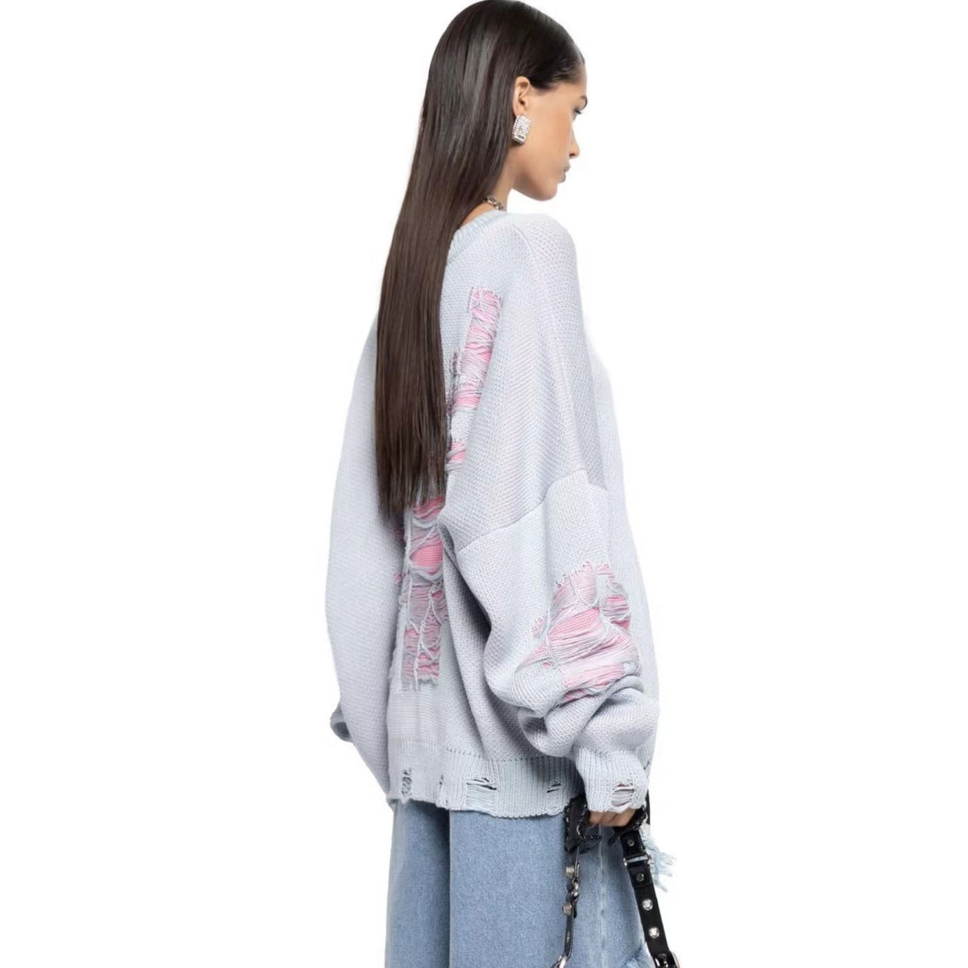 Designed Casual Broken Knitted Women Sweaters