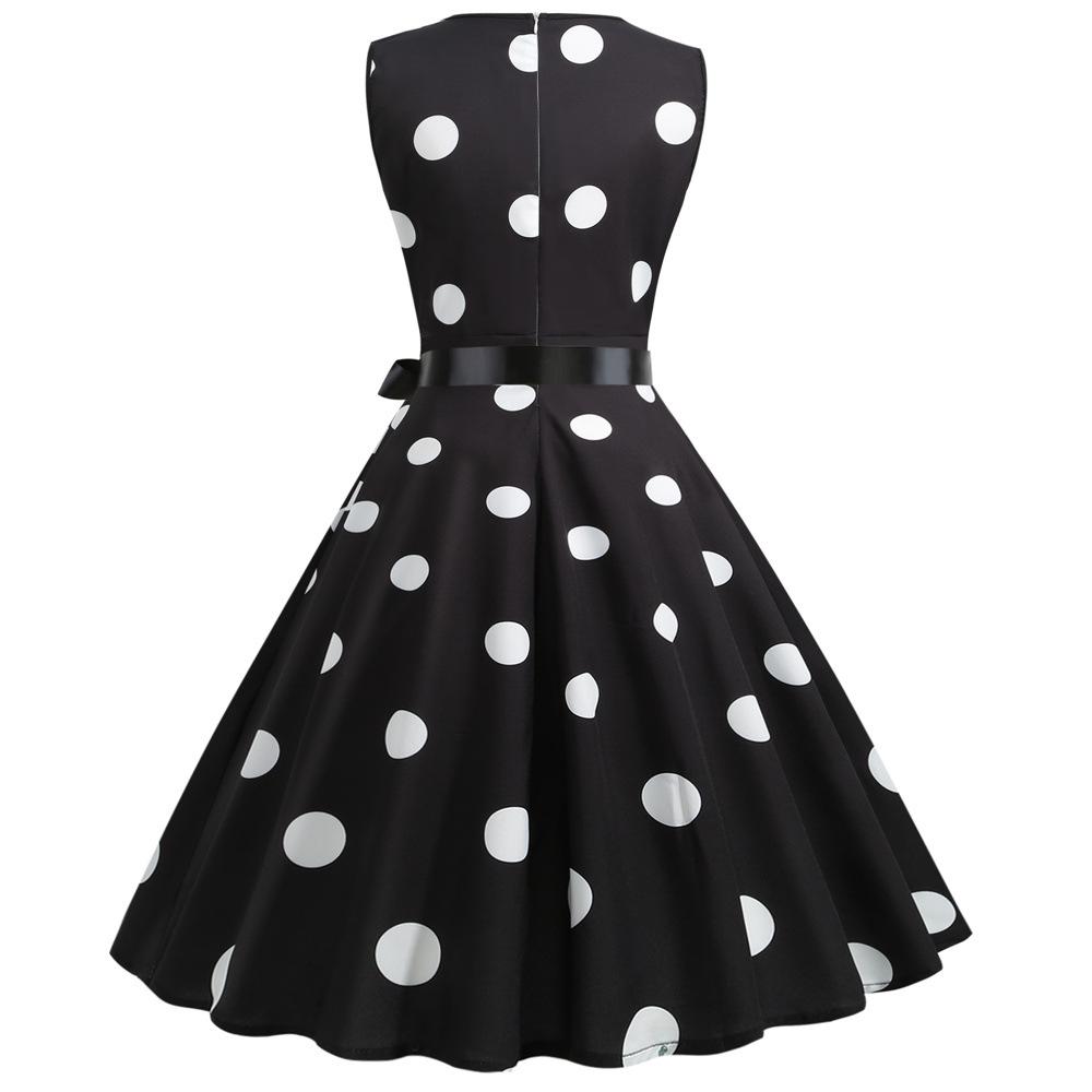 Casaul Sleeveless Dot Print Vintage Dresses-Dresses-Free Shipping at meselling99