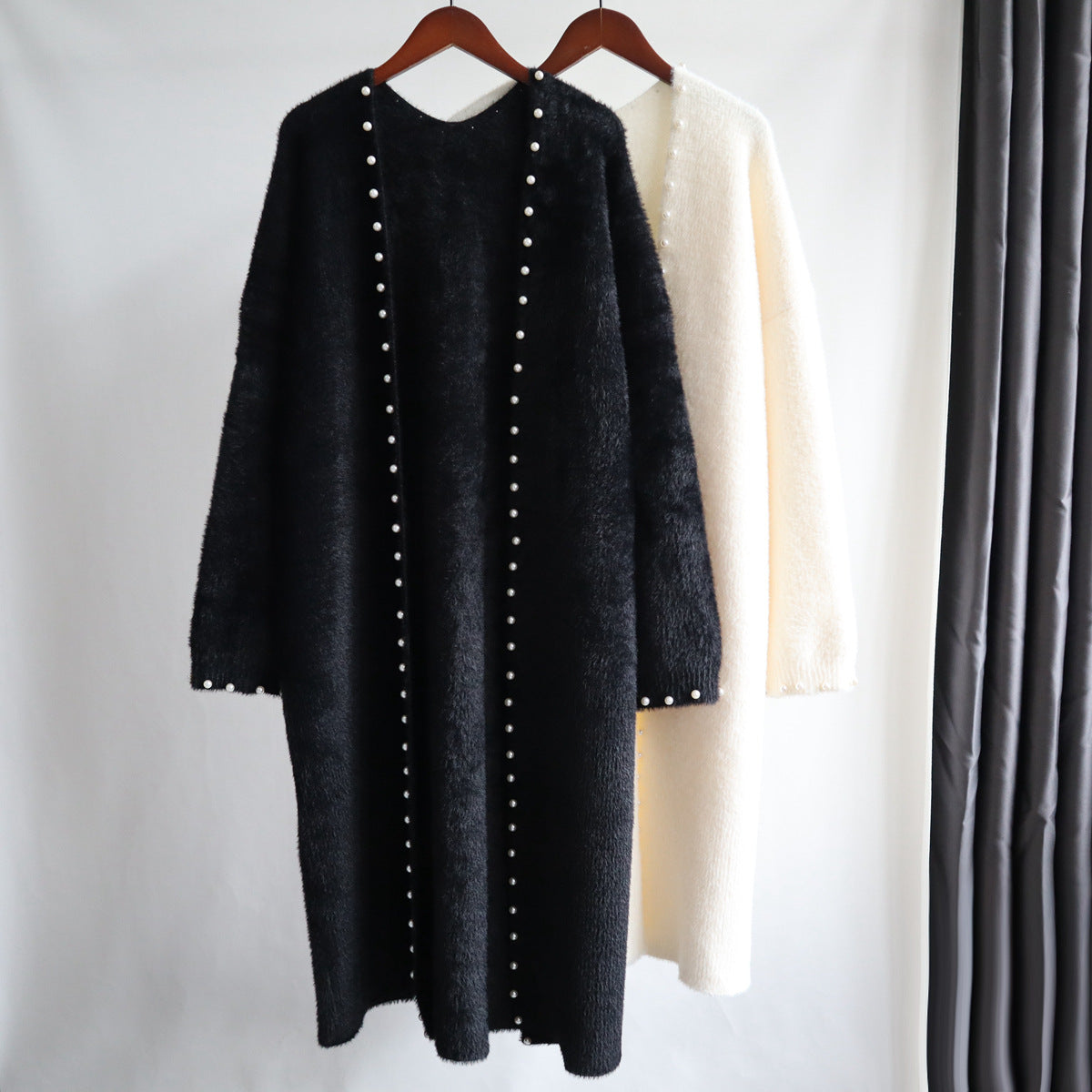 Leisure Mink Wool Winter Long Overcoat for Women