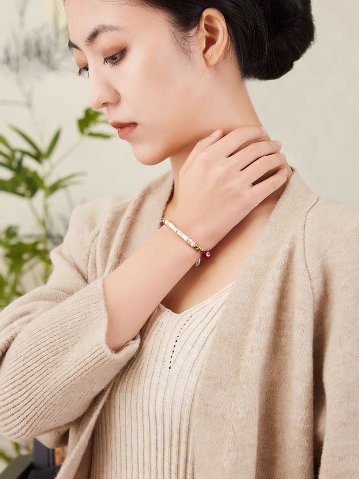 S999 Silver Bamboo Design Woven Bracelets Bridesmaid Gifts