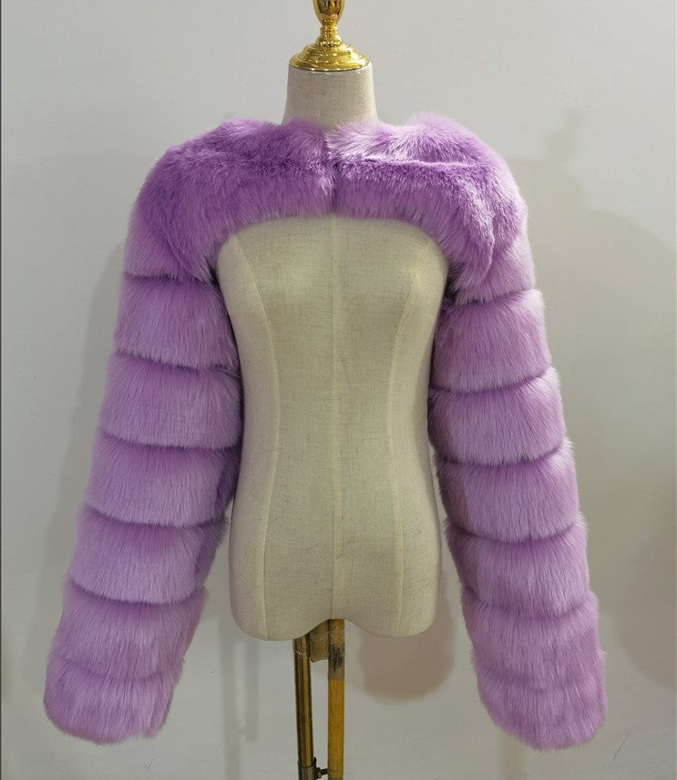 Women Artifical Fox Fur Women Cape Coats