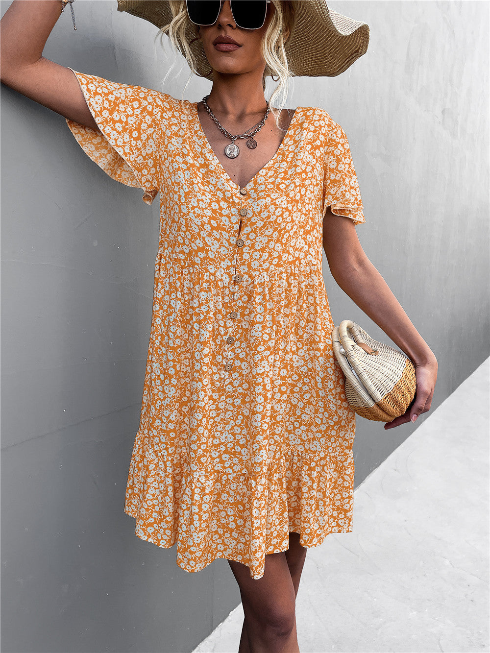 Leisure Floral Print Summer Short Dresses