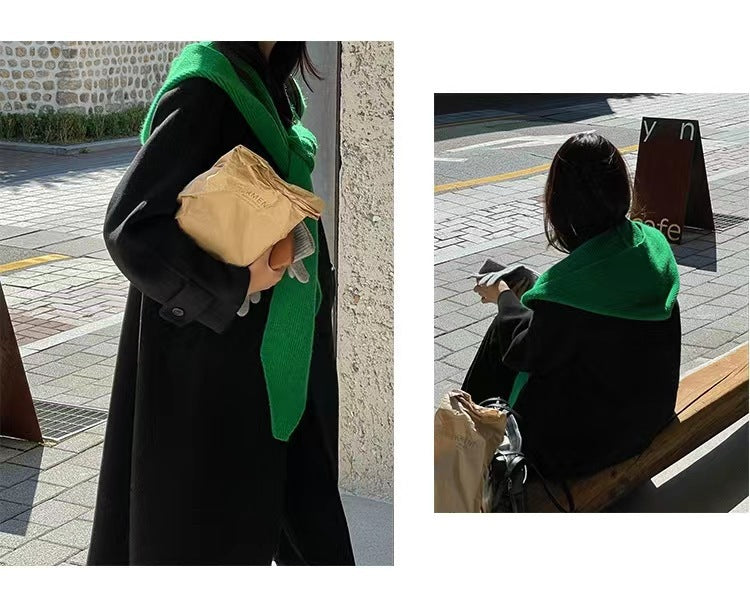 Women's Knit Hooded Cape Scarf 2pcs/set