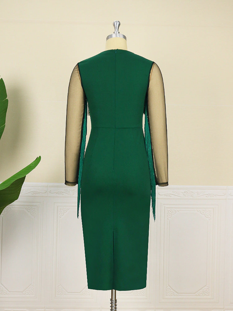 Sexy See Through Green Bodycon Women Party Dresses-Dresses-Free Shipping at meselling99