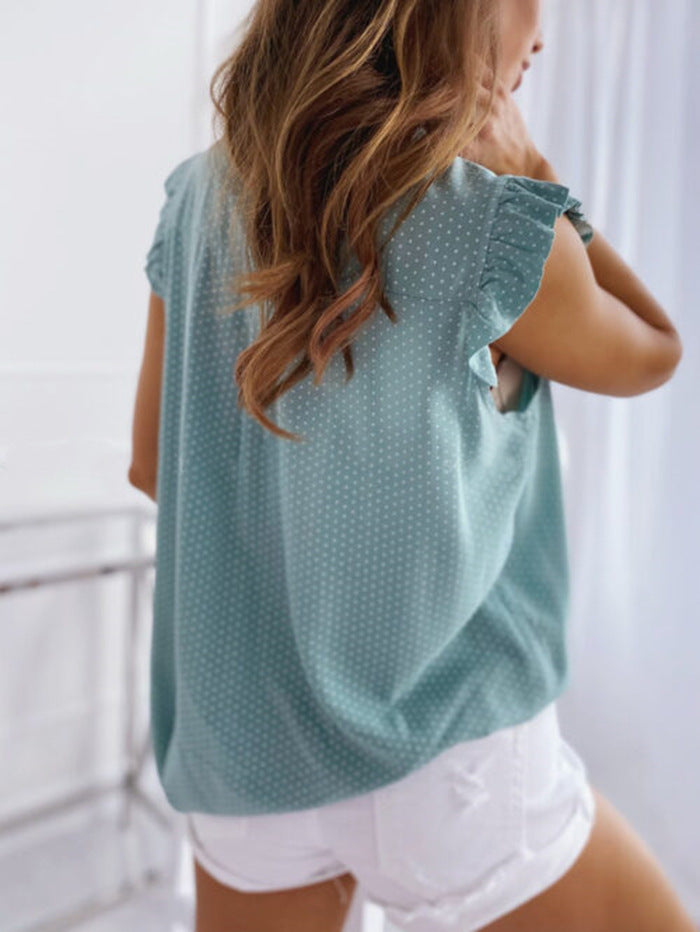 Lovely Polka Dot Print Summer Sleeveless Shirts