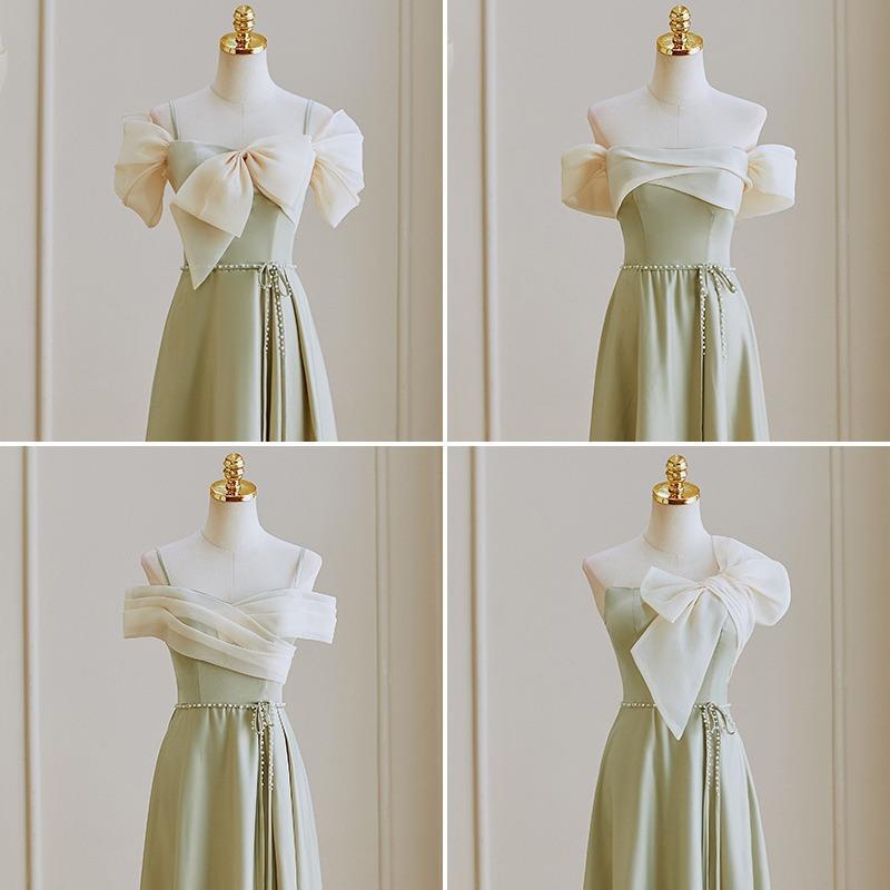 Fashion Satin Green Spring Bridesmaid Dresses