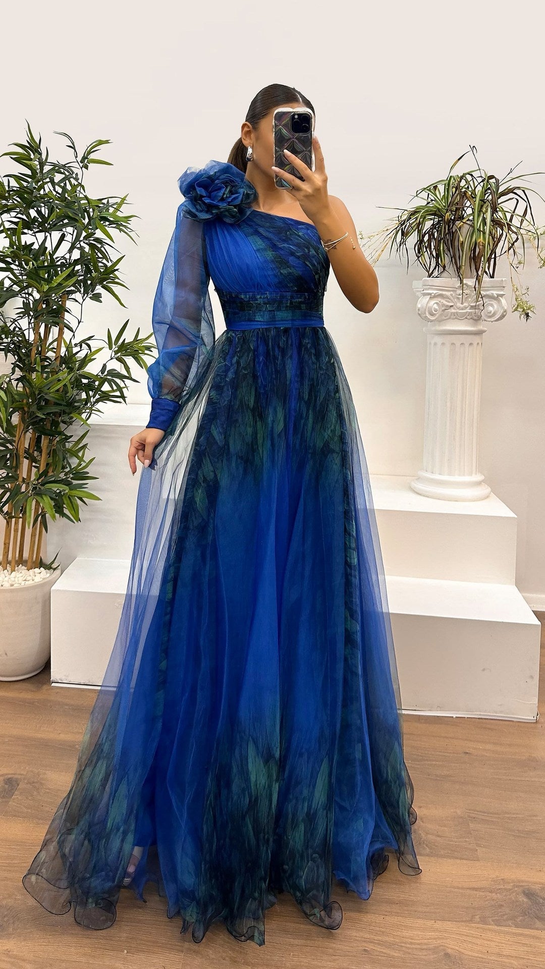 Off-Shoulder One Shoulder Print Dress – Stylish & Flowy Party Dress