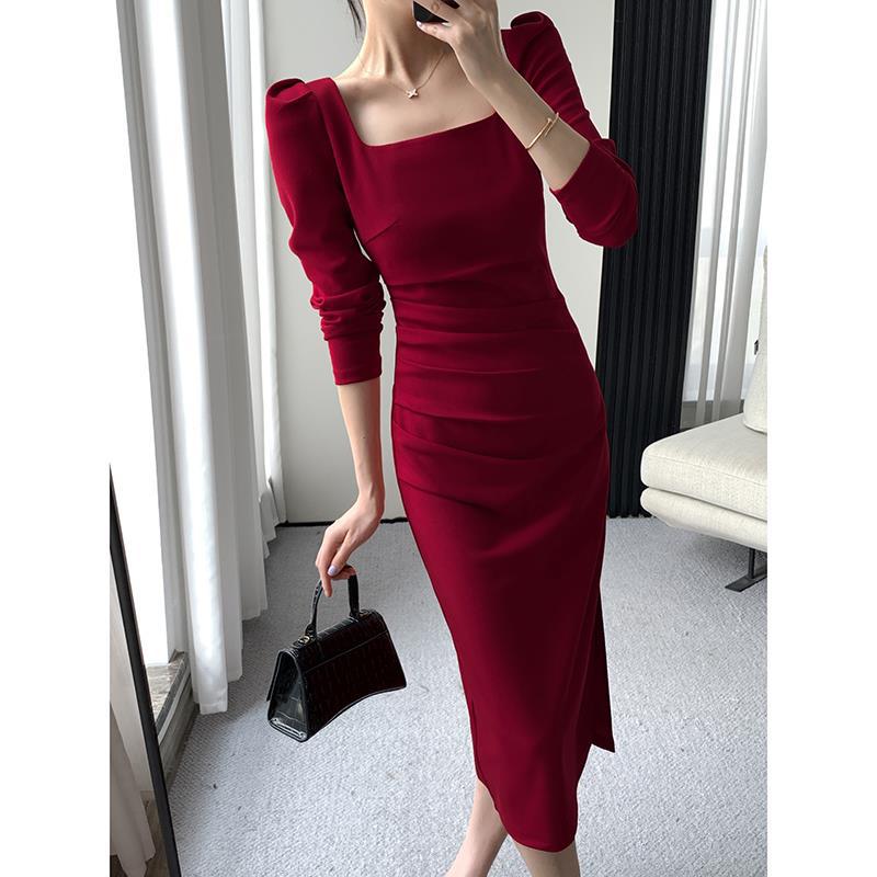 Sexy Square Neckline Long Sleeves Party Dresses-Dresses-Free Shipping at meselling99