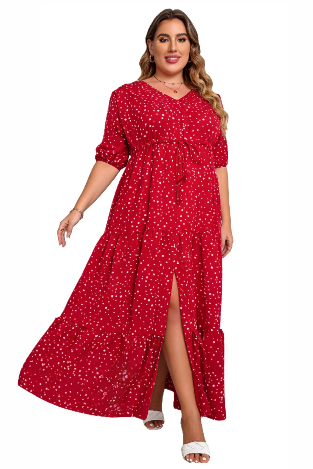 Plus Size Summer Boho Print Flowy Maxi Dress