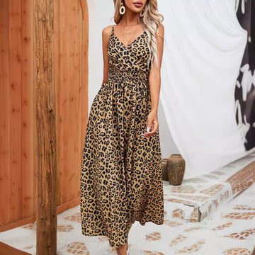 Women's Summer Leopard Print Strapless Dress