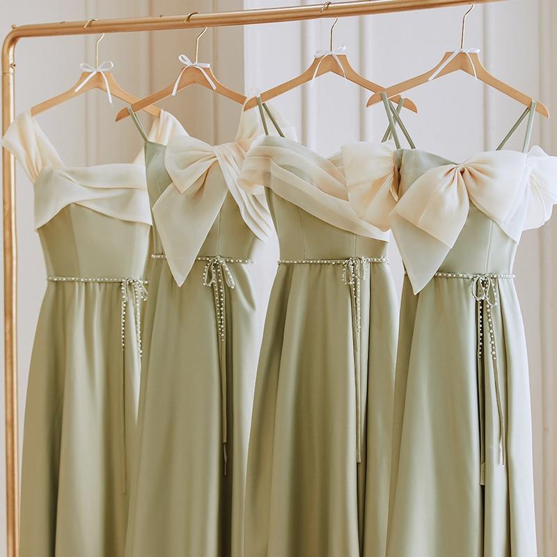 Fashion Satin Green Spring Bridesmaid Dresses