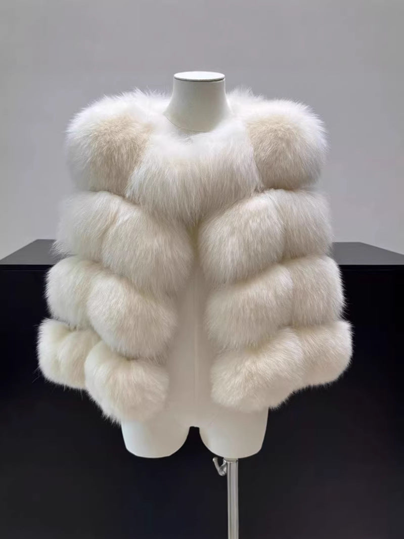 Classic Spliced Short Faux Fox Fur Vest