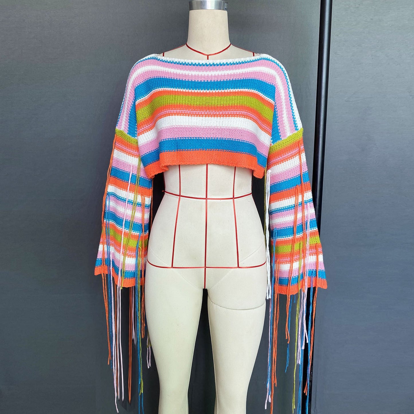 Casual Rainbow Tassels Loose Sweaters