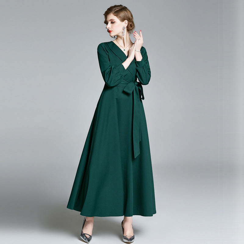 Vintage Elegant Dark Green Belt Long Dresses--Free Shipping at meselling99