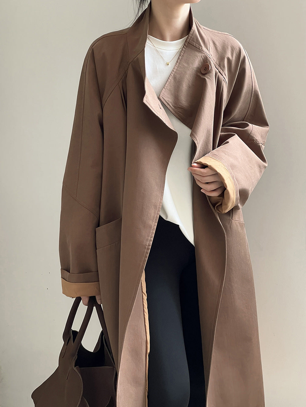 Retro Notch Lapel Single-Button Mid-Length Coat