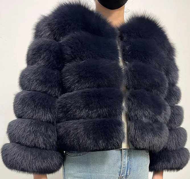 Women's Thickened Faux Fox Fur Spliced Winter Coat