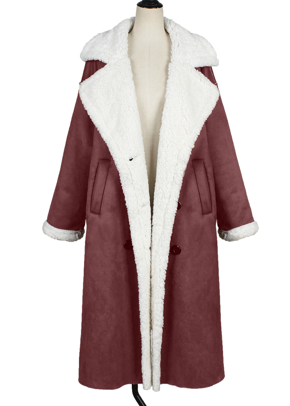 Women's Faux Leather & Fur Long Coat