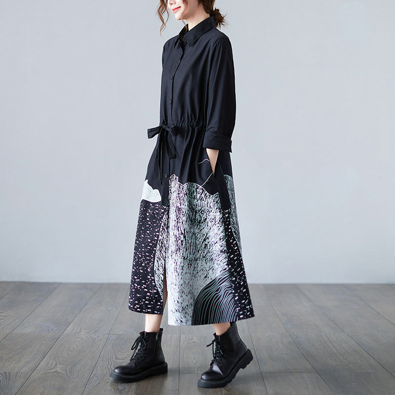 Women Fall Plus Sizes Long Shirts Dresses-Dresses-Free Shipping at meselling99