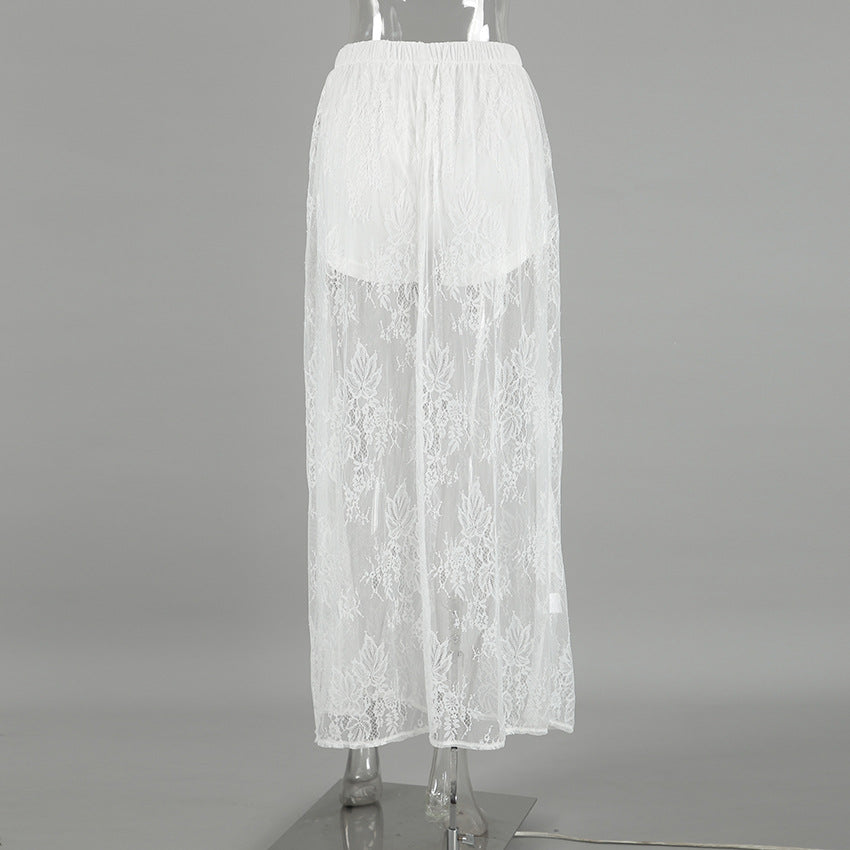 Women's Sexy White Lace Sheer Skirt