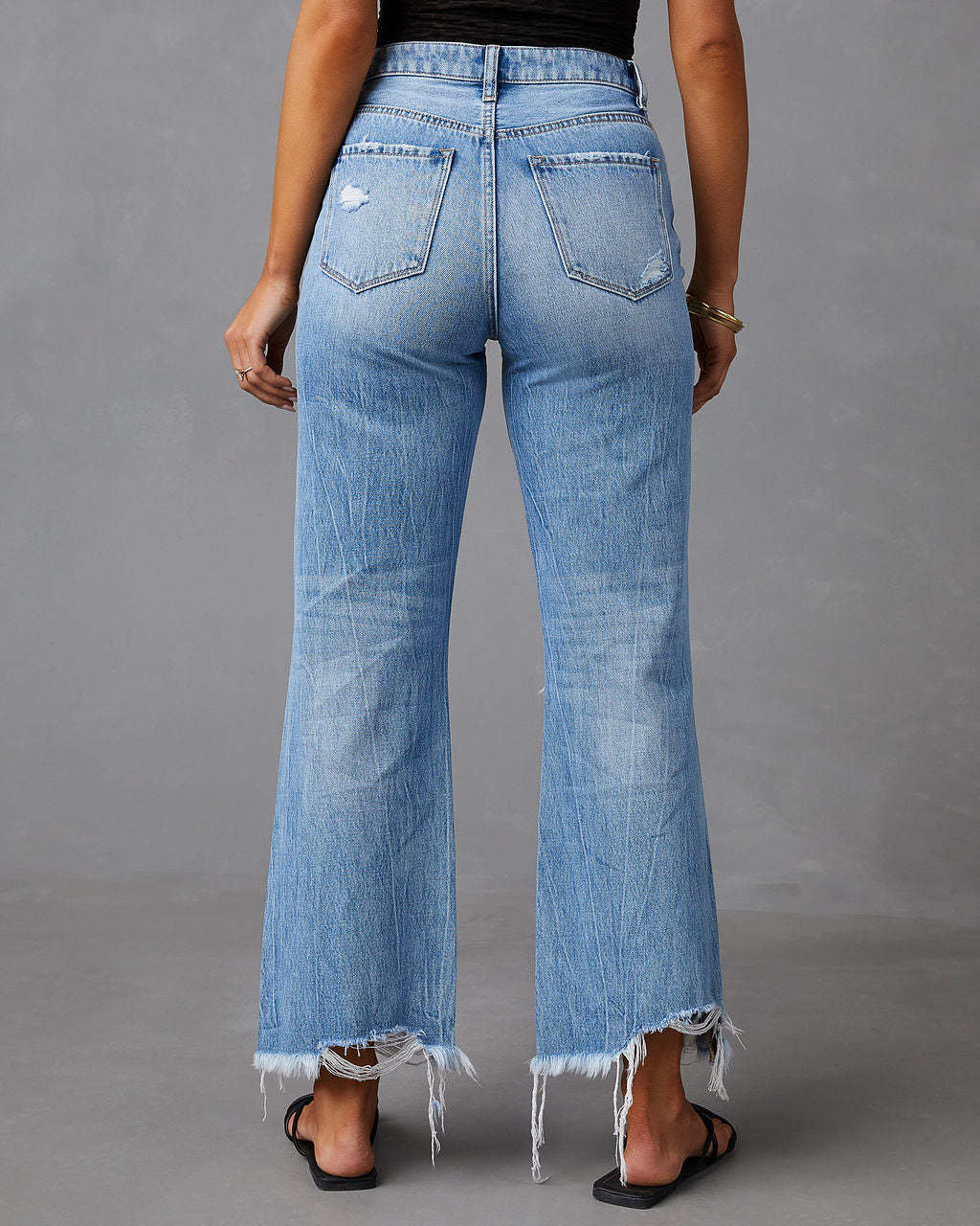 Women's High-Waist Distressed Flared Jeans