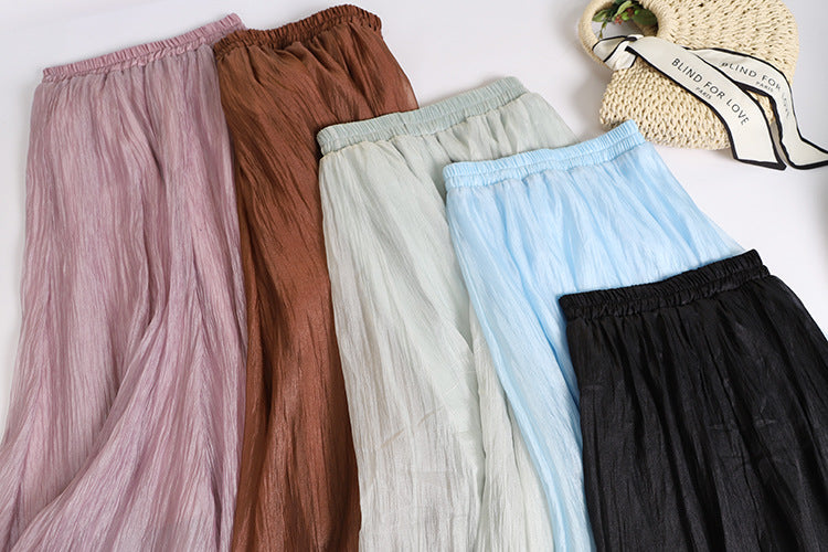 Women's High-Waisted A-Line Mesh Midi Skirt