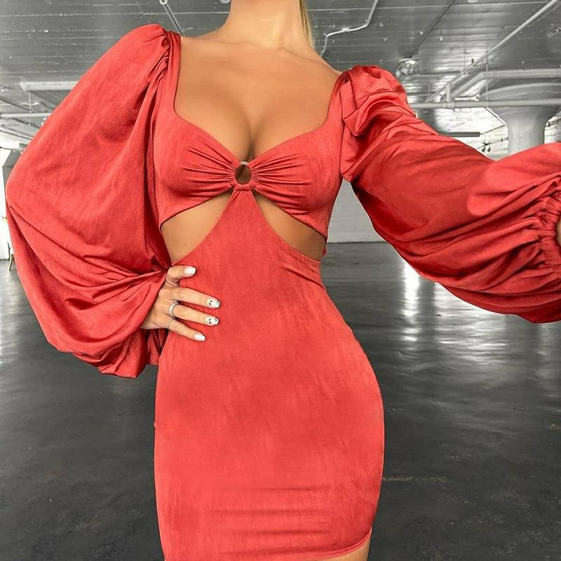 Sexy Lantern Sleeves Summer Short Dresses-Dresses-Free Shipping at meselling99