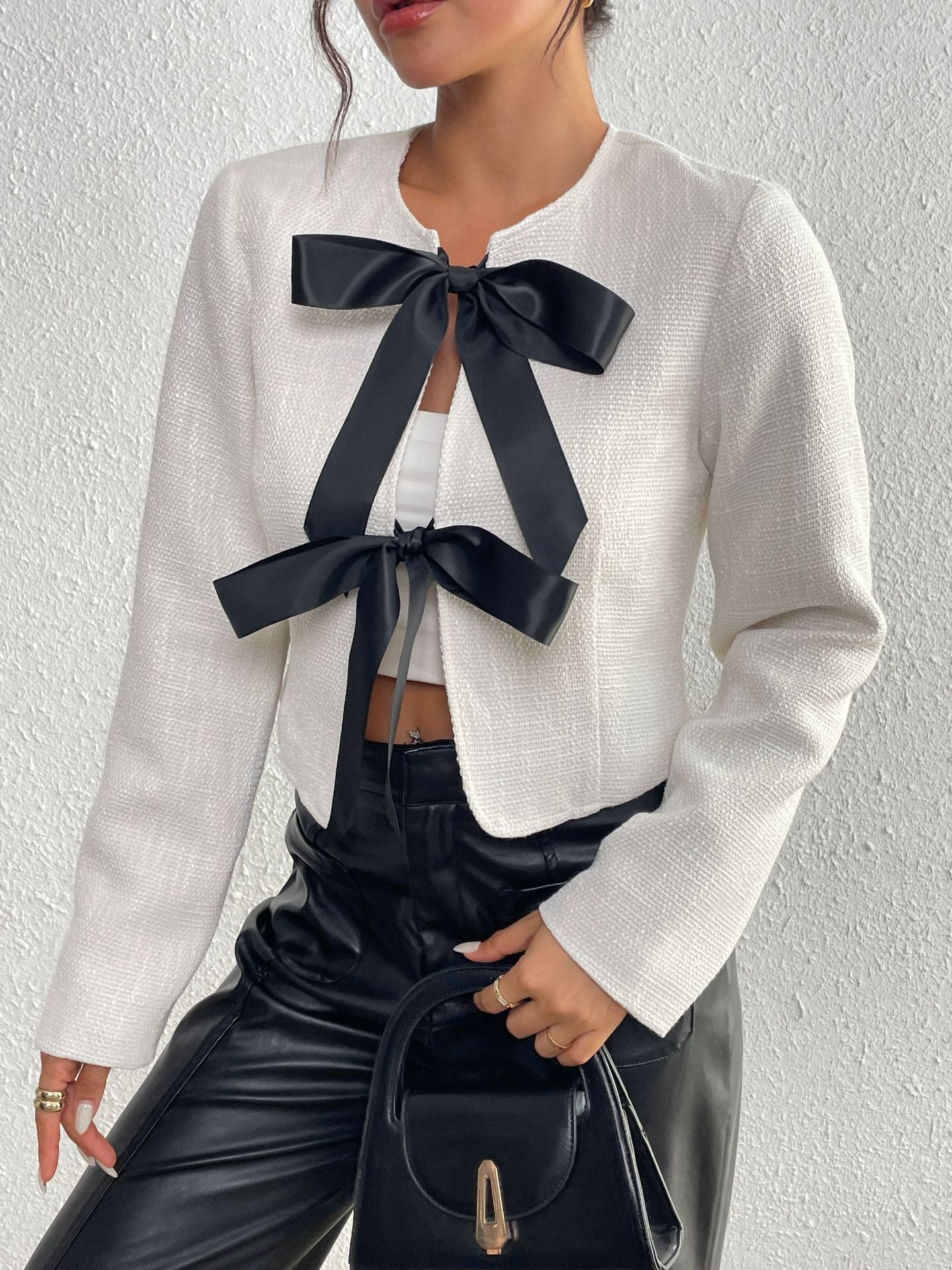 Fashion Irregular Bow Long Sleeves Blazers
