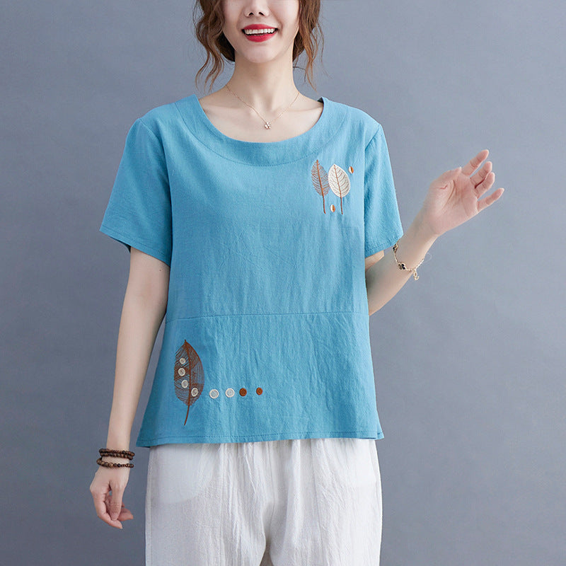 Vintage Stripe Cotton Linen T-Shirt