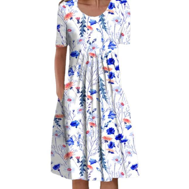 Plus Size Women's Floral Print Short Sleeve Dress
