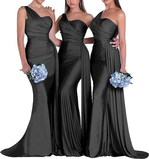 Sexy One Shoulder Mermaid Evening Dresses Bridesmaid Dresses