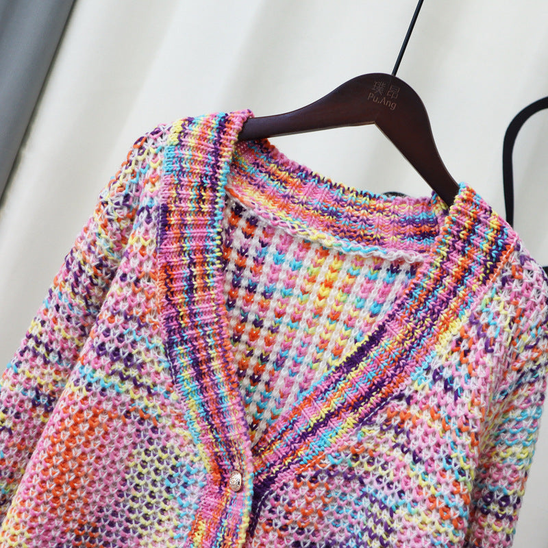 Designed Colorful Knitting Cardigan Sweaters