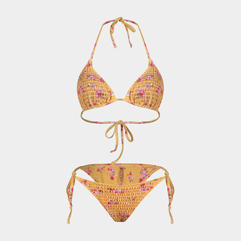 Print Bikini Three-Piece Set – Sheer Skirt Separates, Sexy Vacation Swimwear