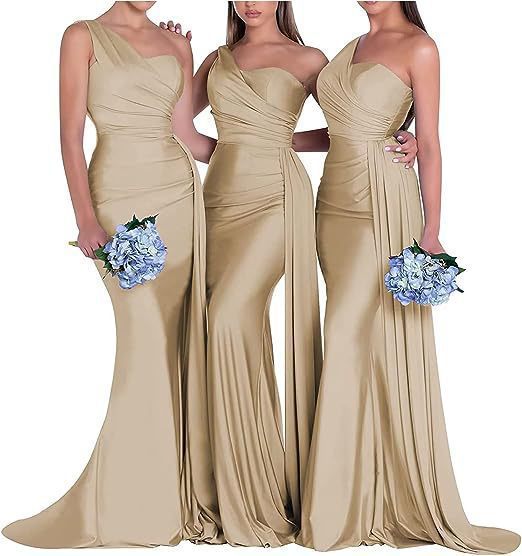 Sexy One Shoulder Mermaid Evening Dresses Bridesmaid Dresses