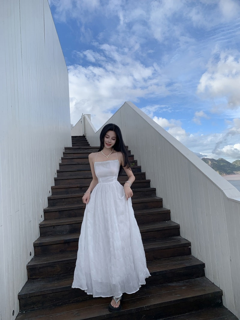 Summer Waves Blue Backless Maxi Dress