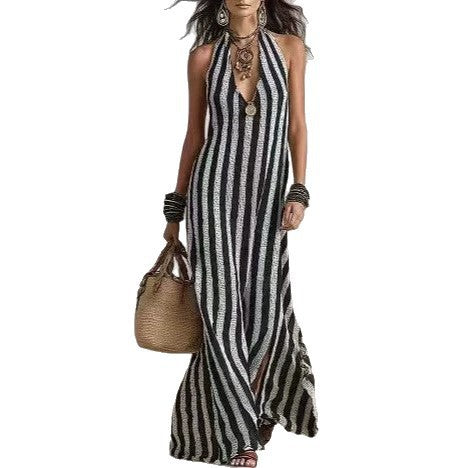 Striped Sleeveless Maxi Dress
