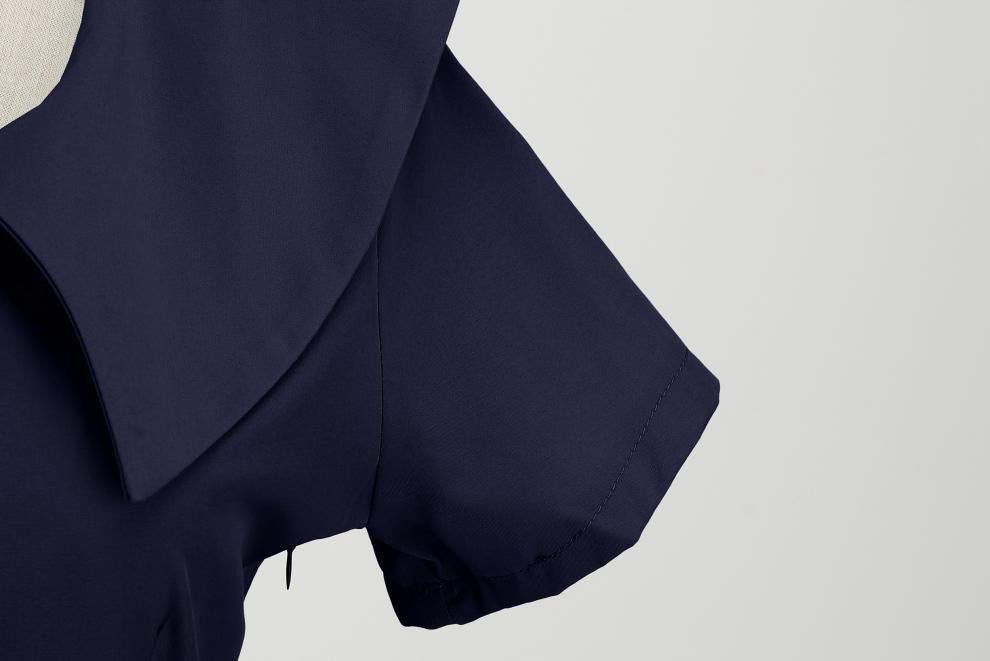 Women's Summer Party Dress with Notch Lapel and Flared Hem