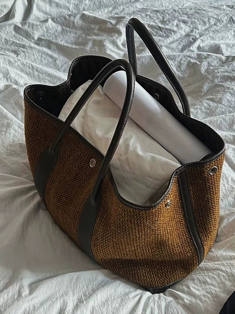 Elegant Tweed Oversized Tote Bag