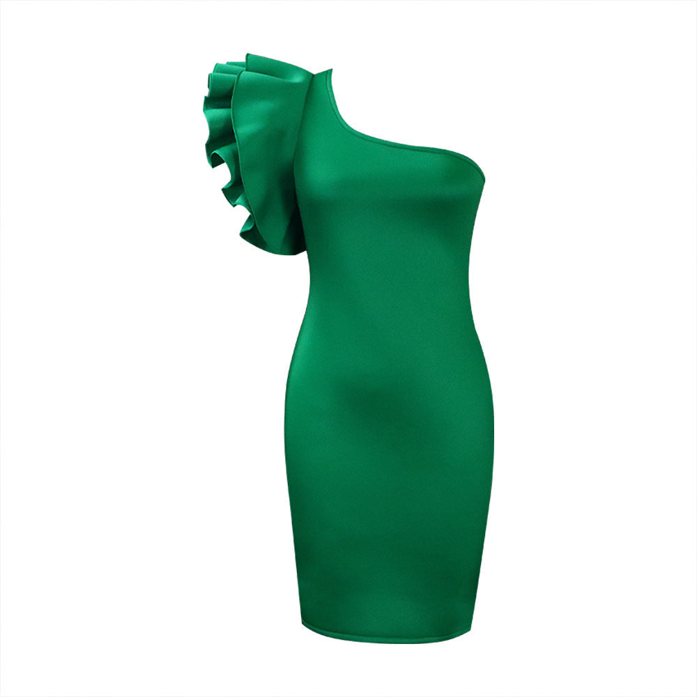 Summer One Shoulder Sexy Party Dresses for Women-Dresses-Green-S-Free Shipping at meselling99