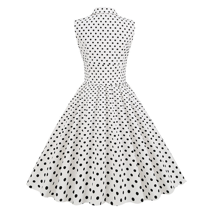 Vintage Sleeveless Polka Dot Dresses-Dresses-Free Shipping at meselling99