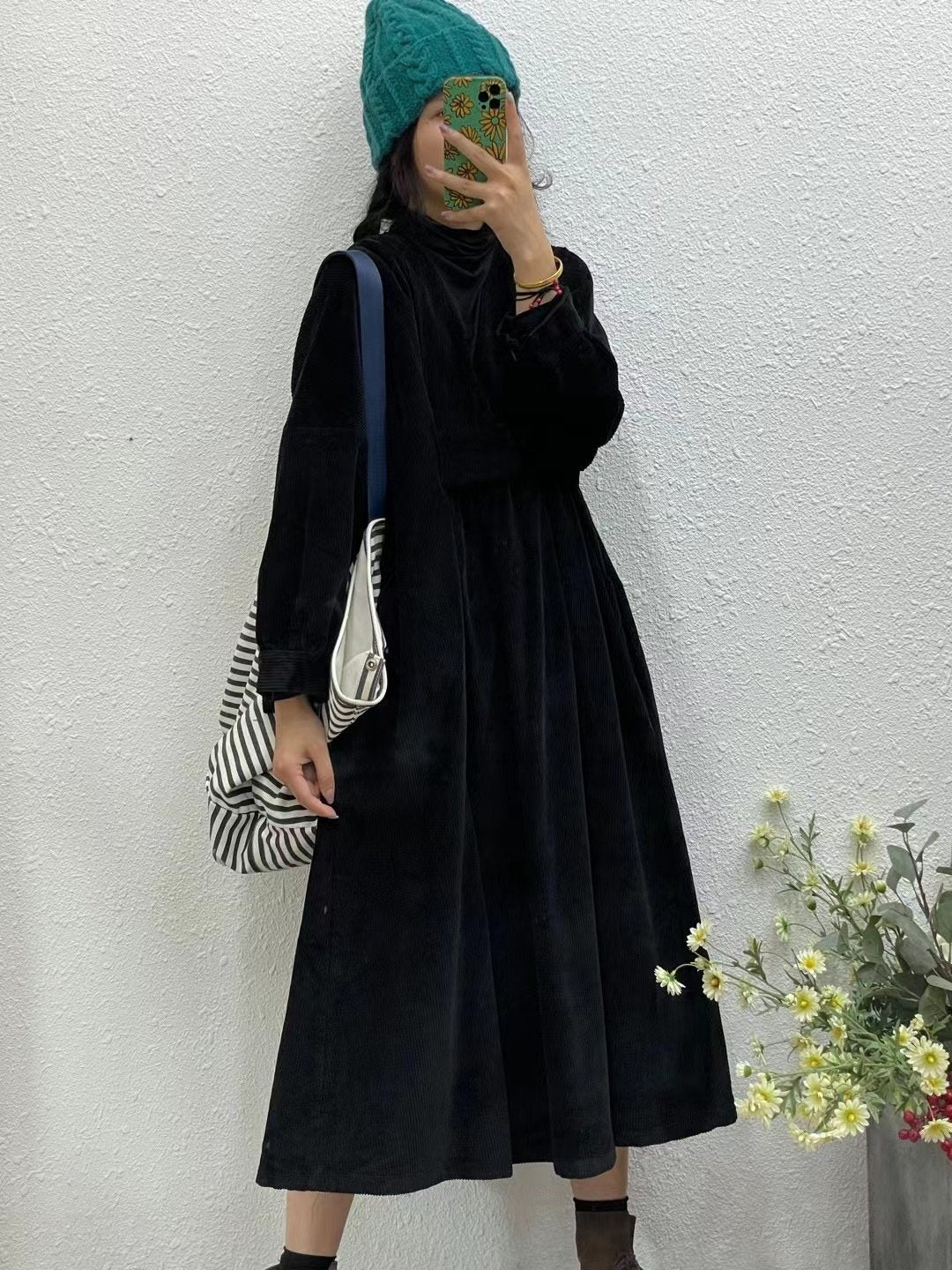 Vintage Plus Sizes High Waist Cozy Dresses-Dresses-Black-One Size(45-65kg)-Free Shipping at meselling99