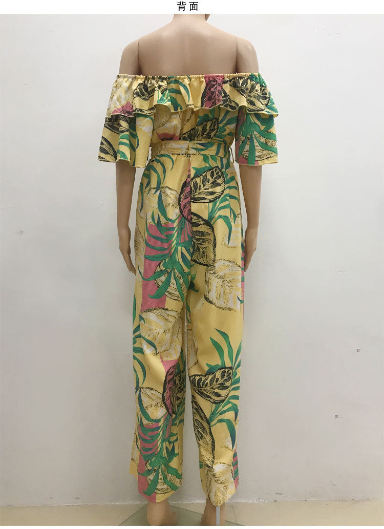 Sexy One Shoulder Chiffon Summer Beach Jumpsuits