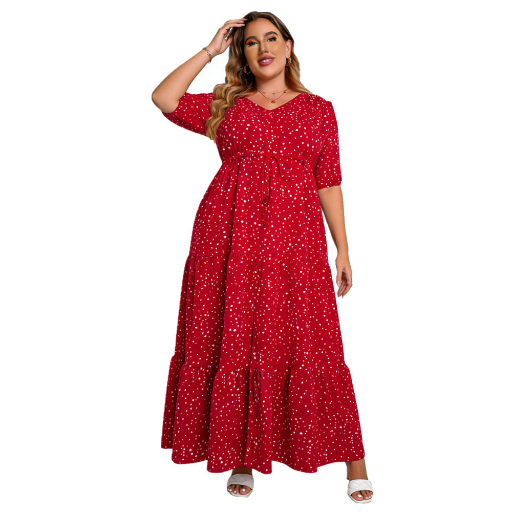 Plus Size Summer Boho Print Flowy Maxi Dress