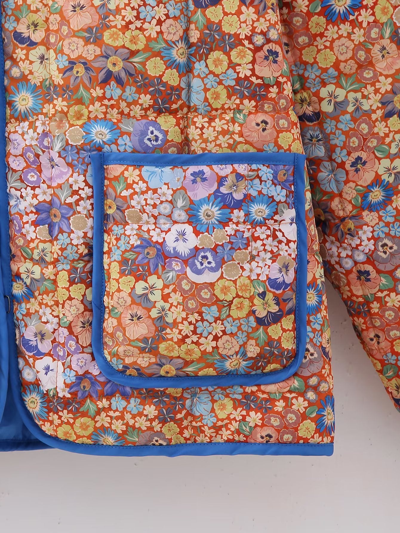 Floral Print Quilted Puffer Coat - Oversized Warm Winter Jacket