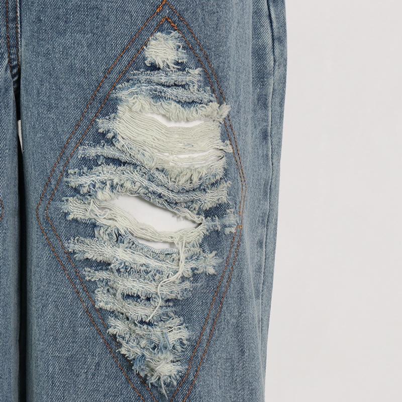 Summer Personality Broken Holes Pipe Pants-STYLEGOING