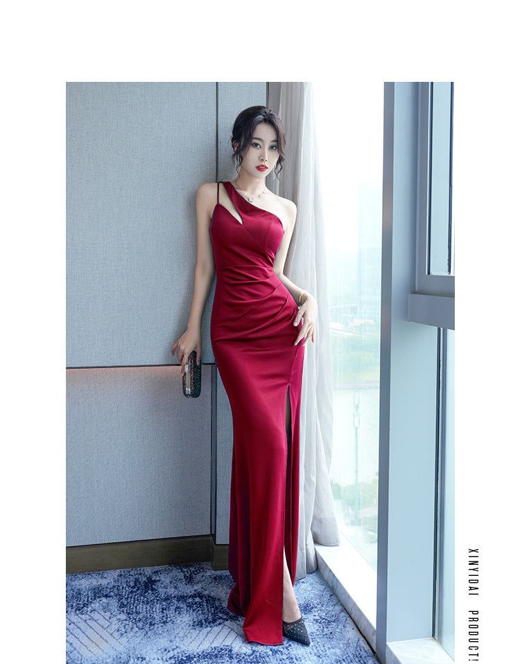 Sexy Designed One Shoulder Long Evening Party Dresses