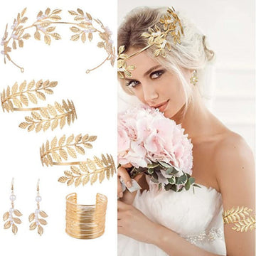 Gold Leaf Pearl Headband – Elegant Wire Wrap Hair Accessory for Women