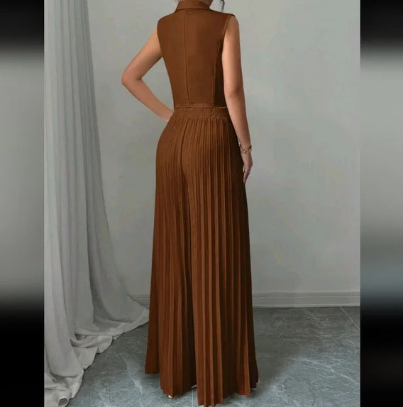 Women's Fashion Vest & Pleated Skirt Pants Set – Trendy Two-Piece Outfit