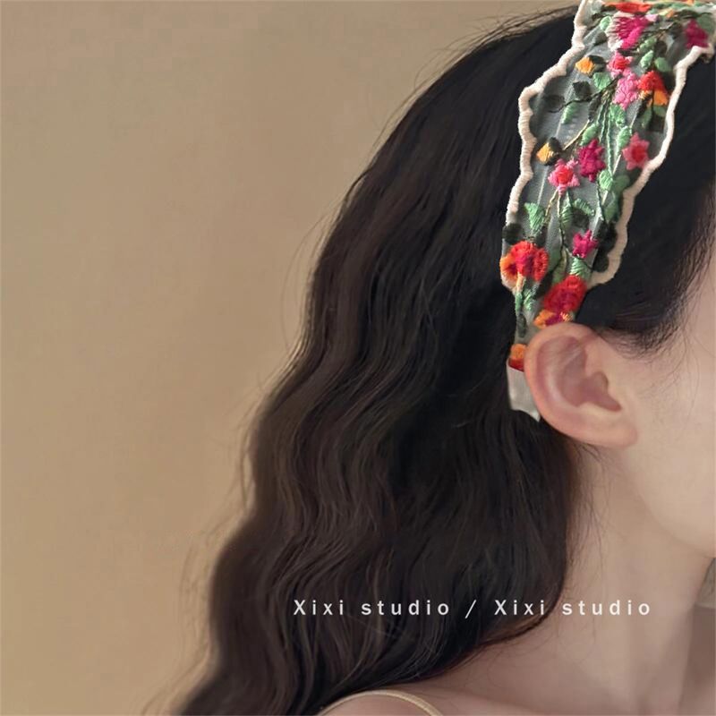 Vintage Floral Embroidered Headband 2pcs/Set