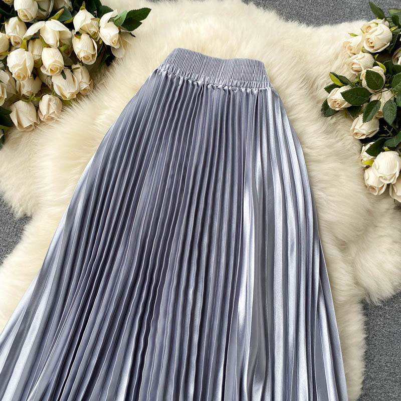 Luxury Heavy-Duty Pleated Midi A-Line Skirt